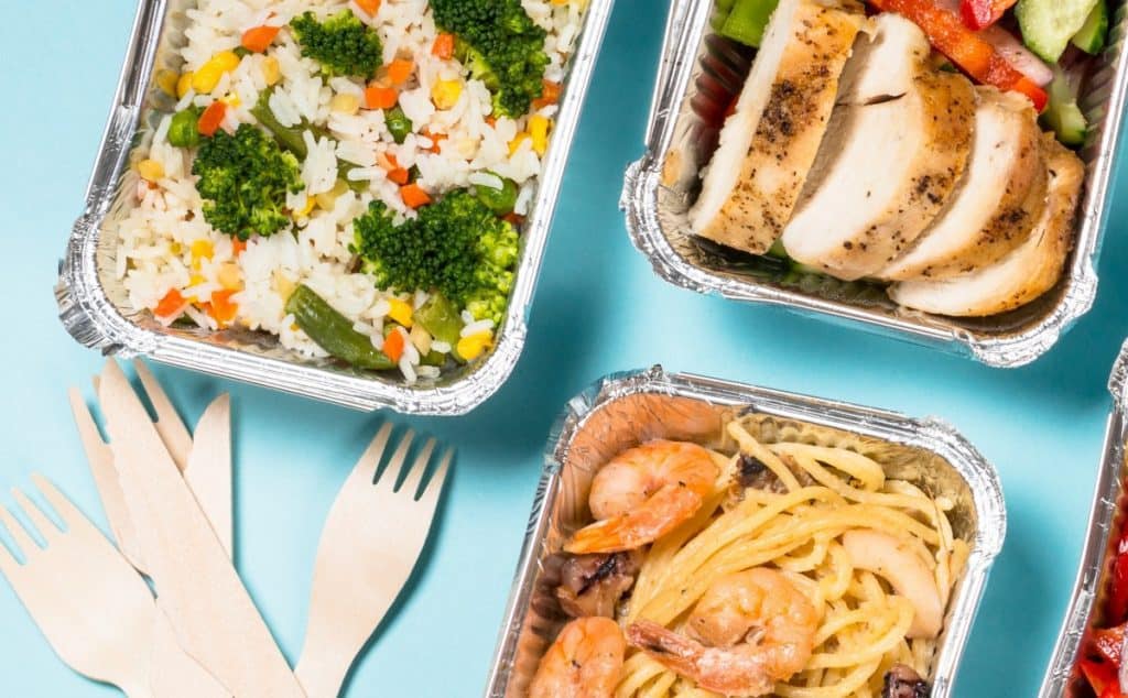 food delivery concept healthy lunch in boxes JDAPFLN