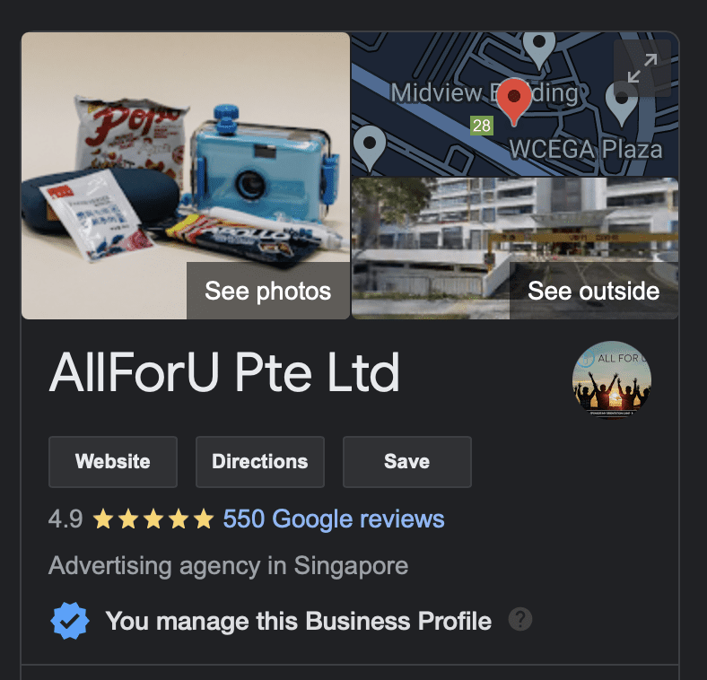 AllForU Google Review Business Page