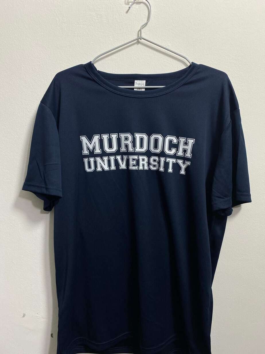 Murdoch University Shirt Front apparel printing order drifit shirt printed AllForU apparel merchandize vendor matching service scaled